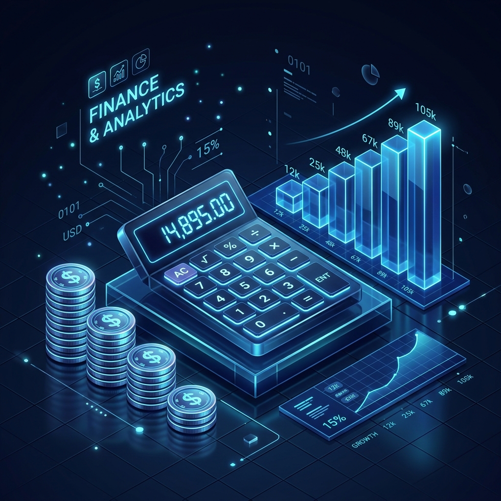 Salary Calculator 3D Illustration